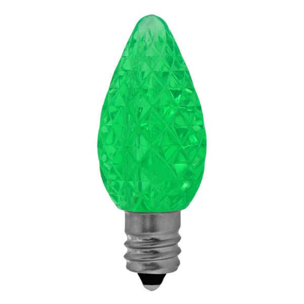 E12 Light Bulb C7 LED Faceted Green in 120V
