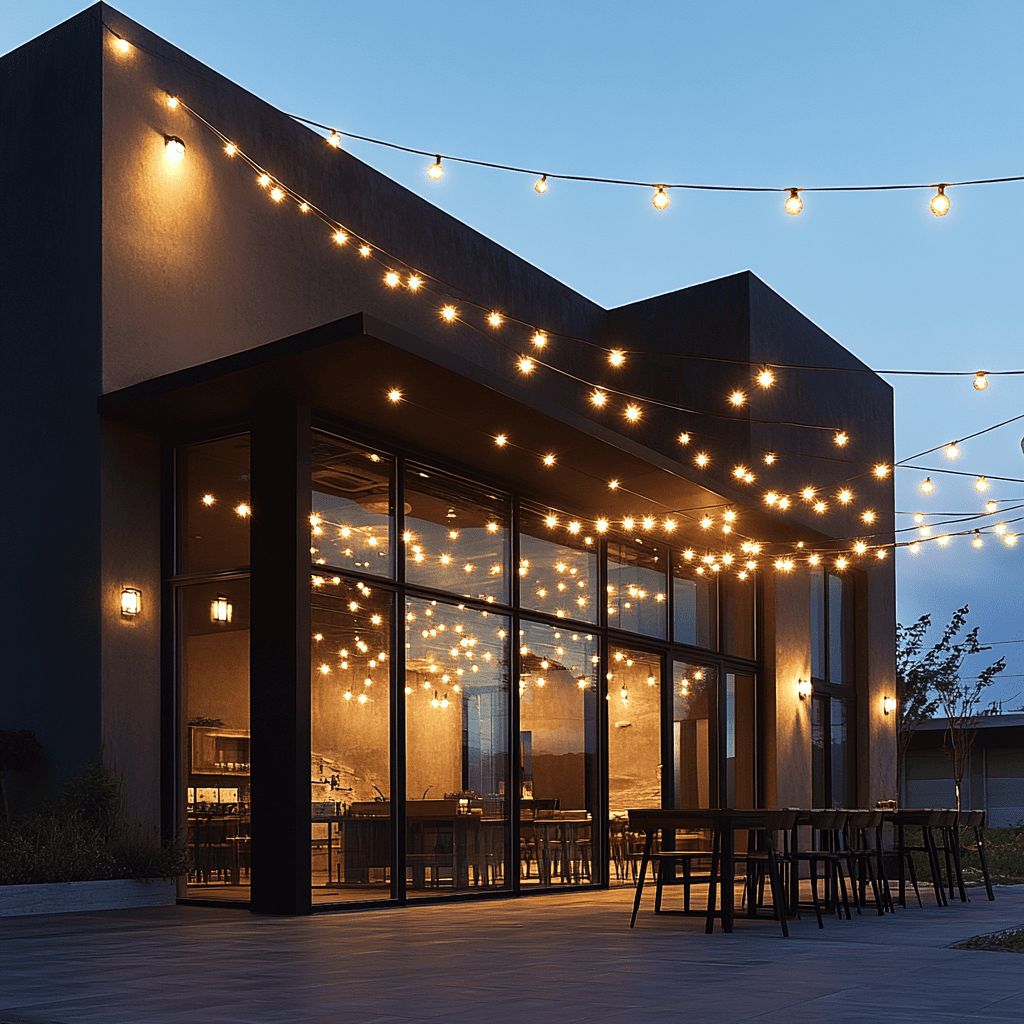 Outdoor String Lights Architectural Highlighting